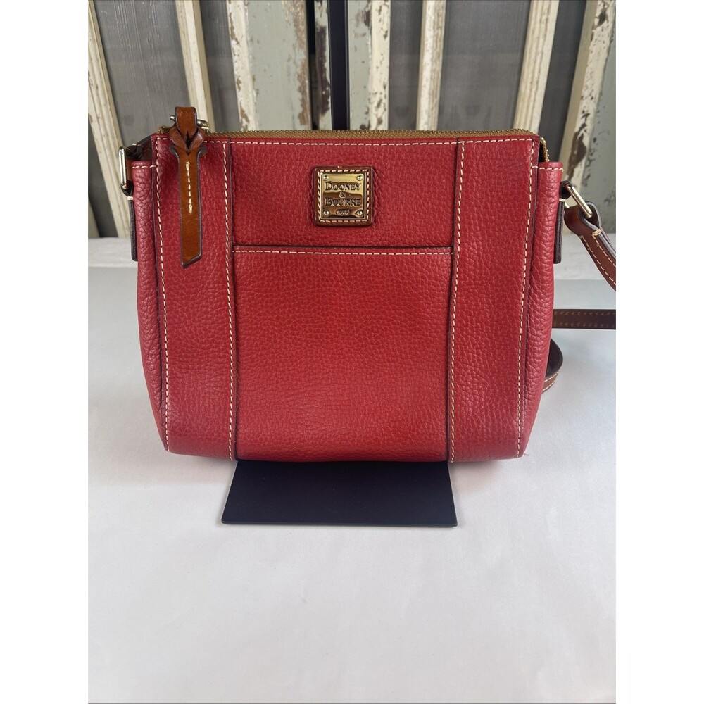 DOONEY & BOURKE Designer Red Pebble Leather Lexington PURSE Crossbody Strap
